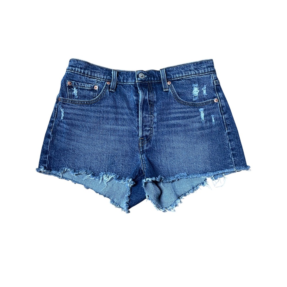 Levis 501 Original High Rise Cutoff Denim Shorts Medium Wash Blue W29 56327-0319